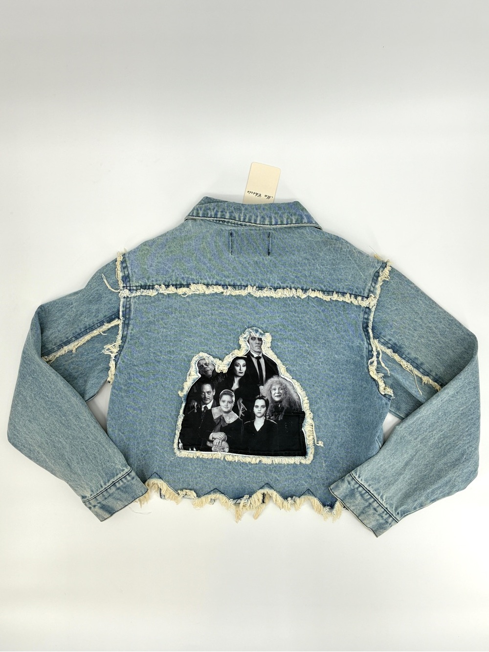 The Addams Family Denim Crop Jean Trucker Jacket Grunge Goth Halloween Small NWT
